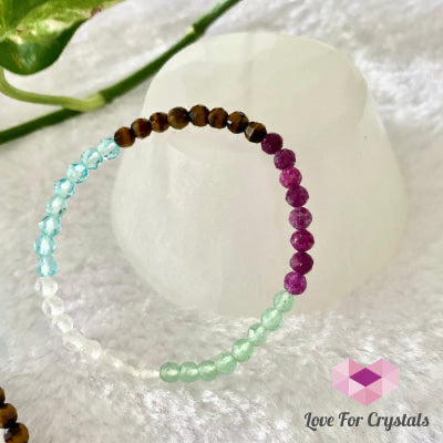 New Beginnings Remedy Bracelet 4mm Ruby, Aqua Obsidian, Aventurine, Clear Quartz and Tigers Eye ( Shimmer & Gems)