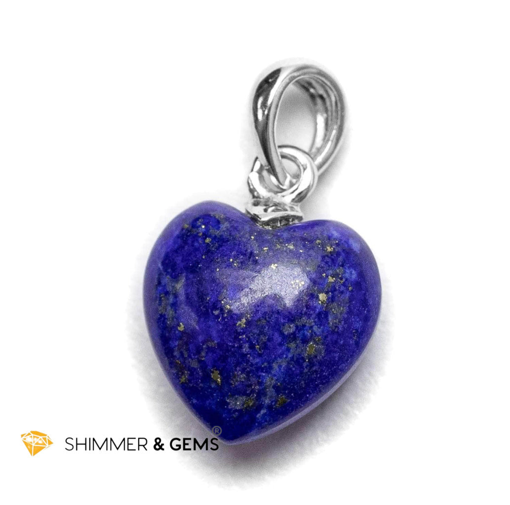 Lapis Lazuli Heart 925 Silver Pendant 10mm (Inner Wisdom, Royal Insight)
