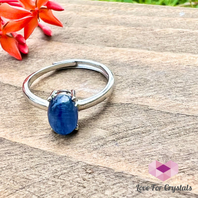 Blue Kyanite Ring 925 Silver (Adjustable Size)