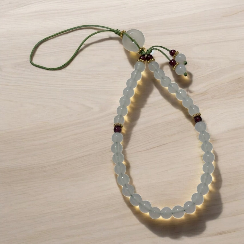 White Jade Phone Strap 6mm