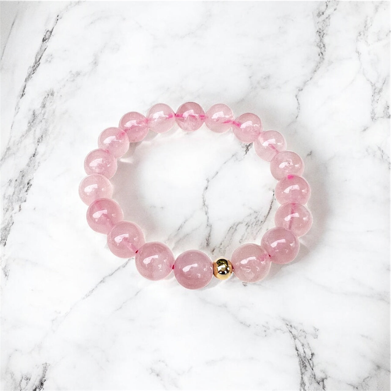 Rose Quartz Bracelet (10mm with 14k gold)