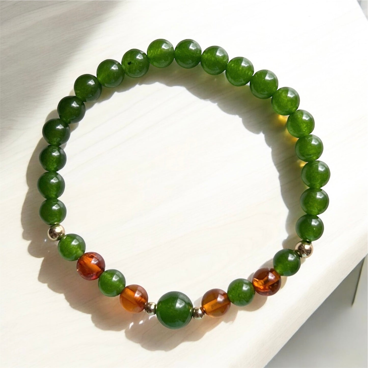 Career Luck Bracelet 6mm (Amber & Jade)