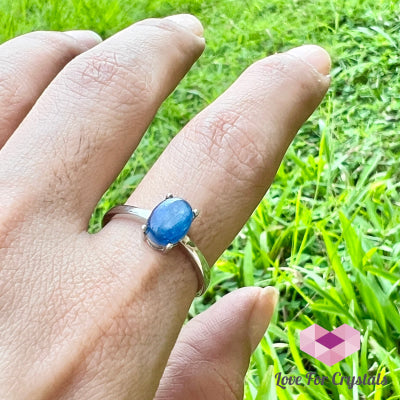 Blue Kyanite Ring 925 Silver (Adjustable Size)