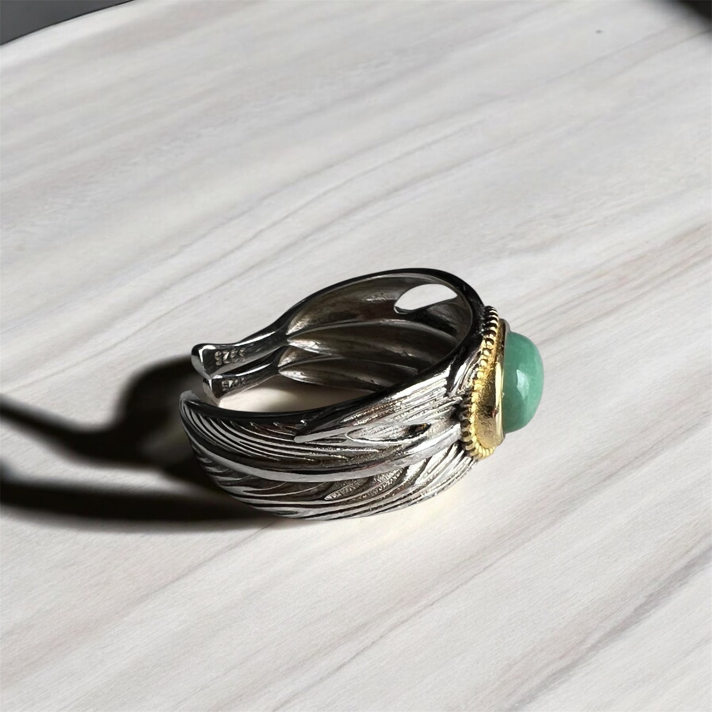 Natural Turquoise 925 Silver Adjustable Ring