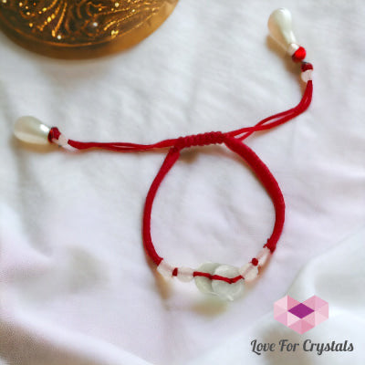 Jade Good Luck Buckle Bracelet in Red String (Adjustable)