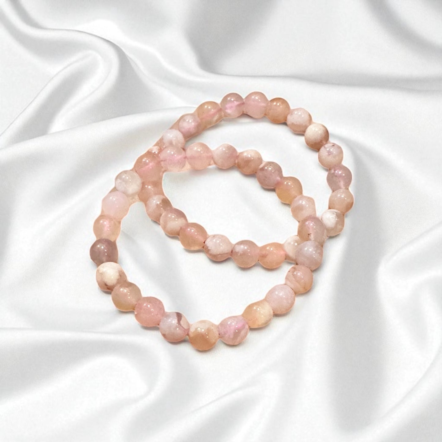 Cherry Blossom/ Sakura/ Flower Agate 8mm Bracelet