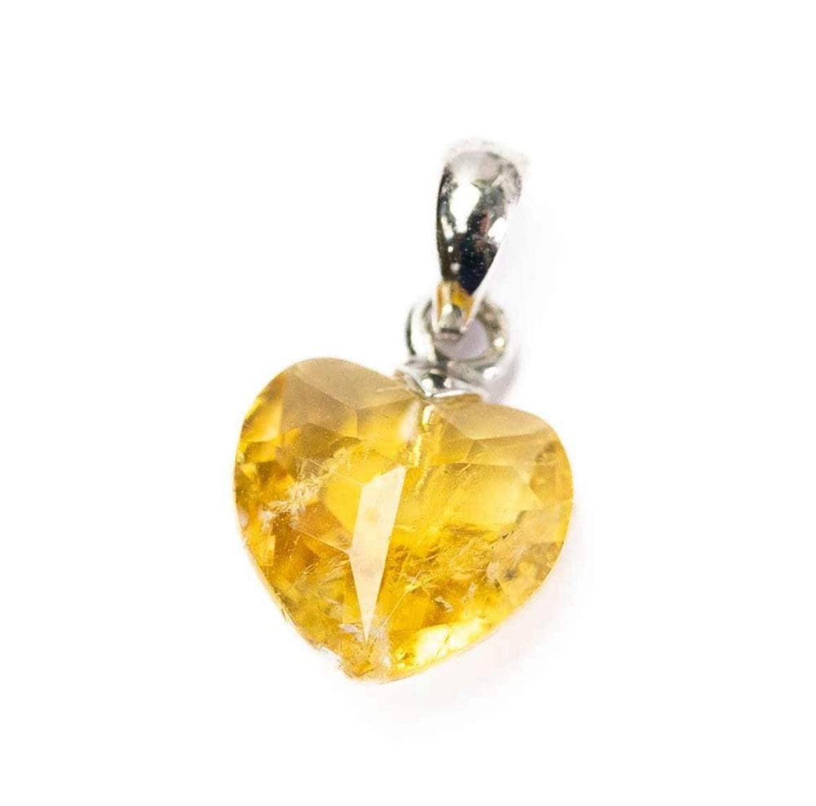 Citrine 8mm Heart 925 Silver Pendant (Radiant Abundance)