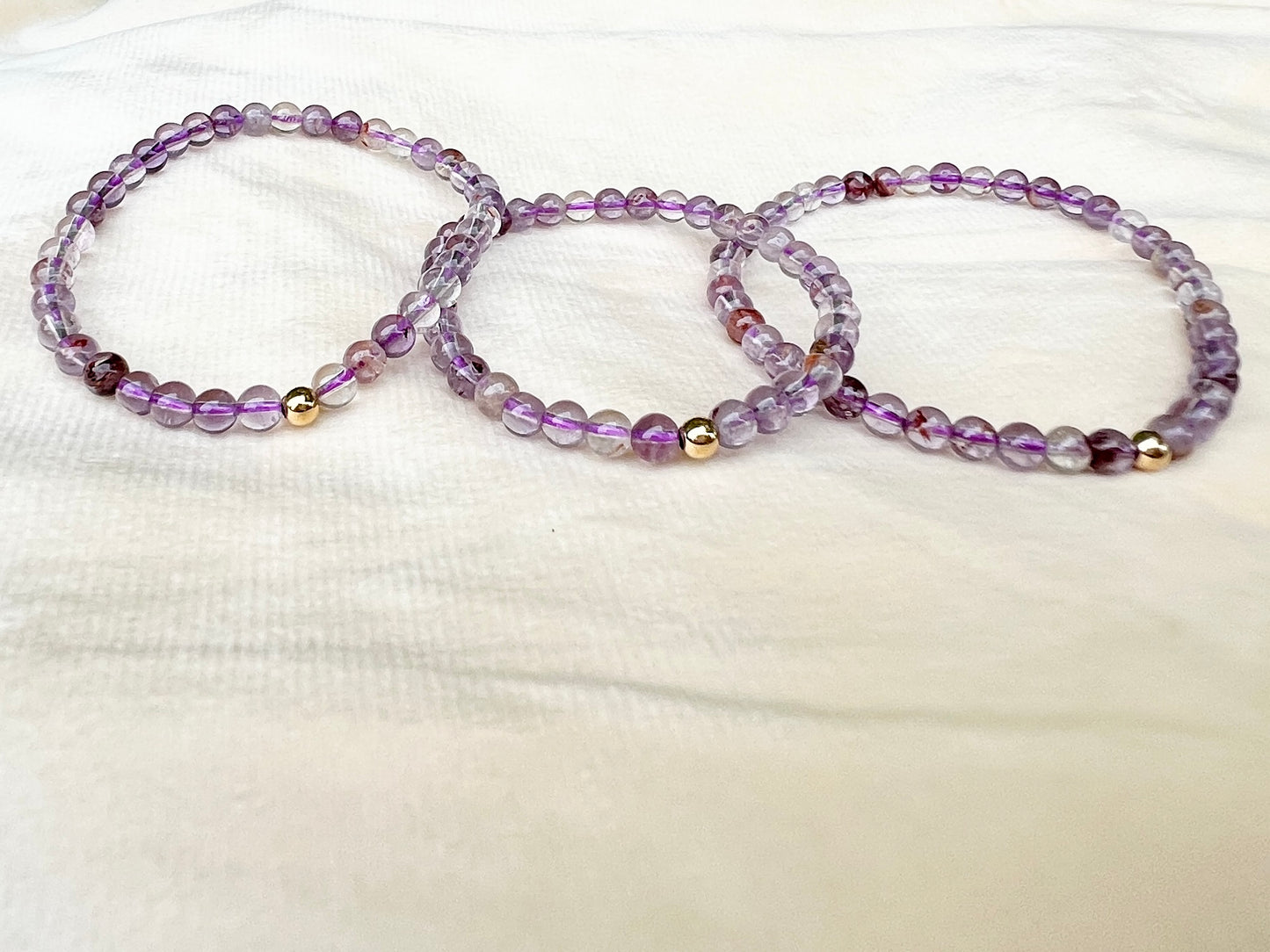Phantom Amethyst AAA Grade Bracelet (4mm with 14k gold filled)