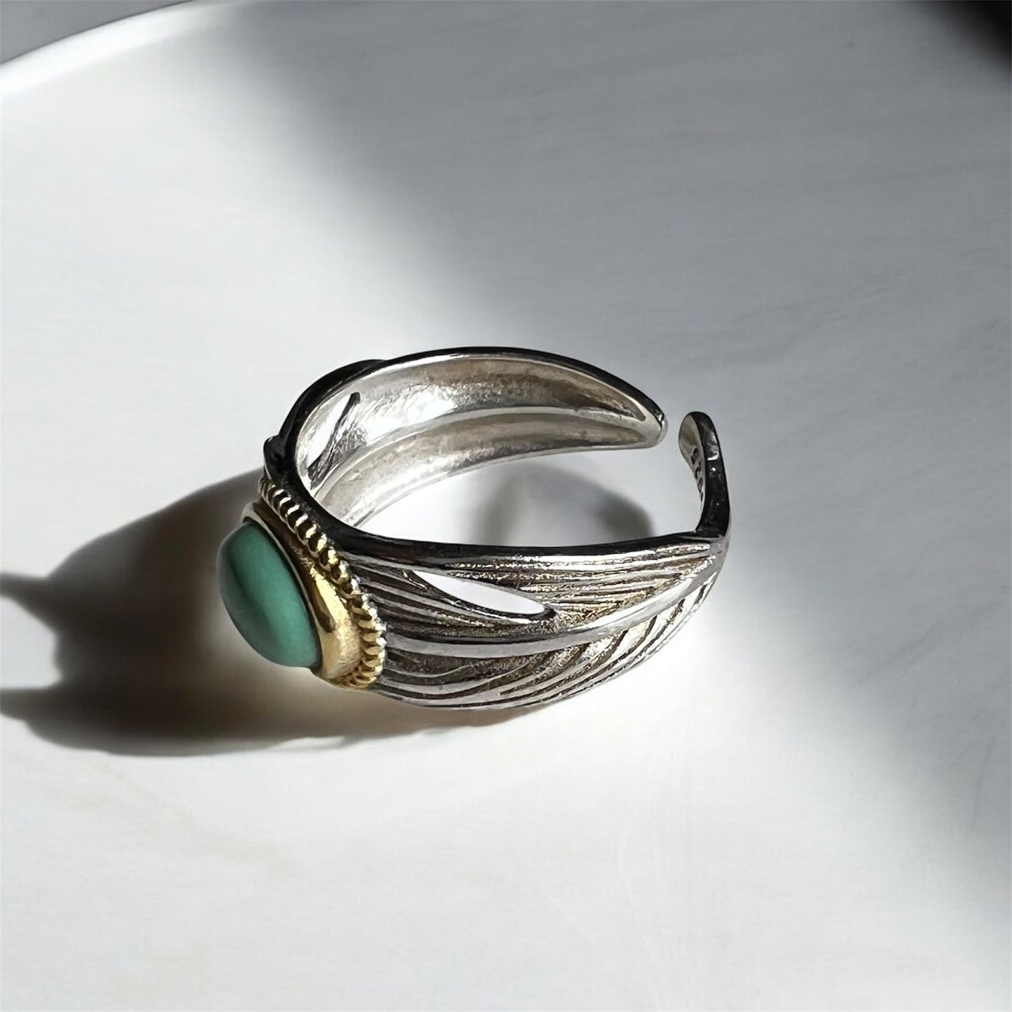 Natural Turquoise 925 Silver Adjustable Ring