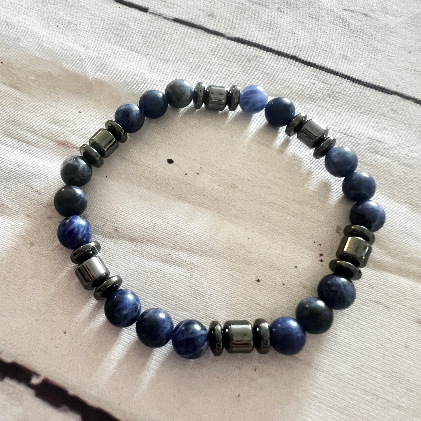 Calming Bracelet (Blue Sodalite and Hematite)