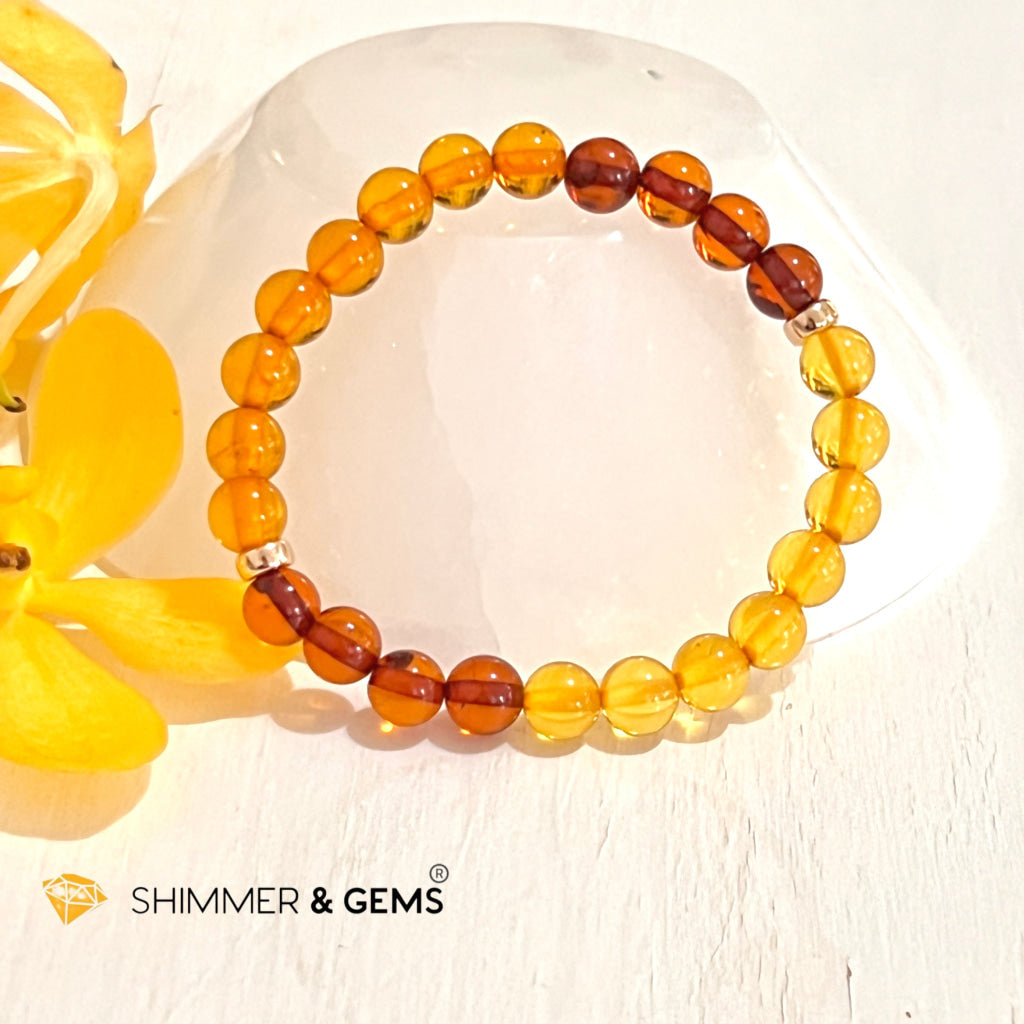 Amber Tricolour Bracelet (Natural) 6mm with 14k gold filled