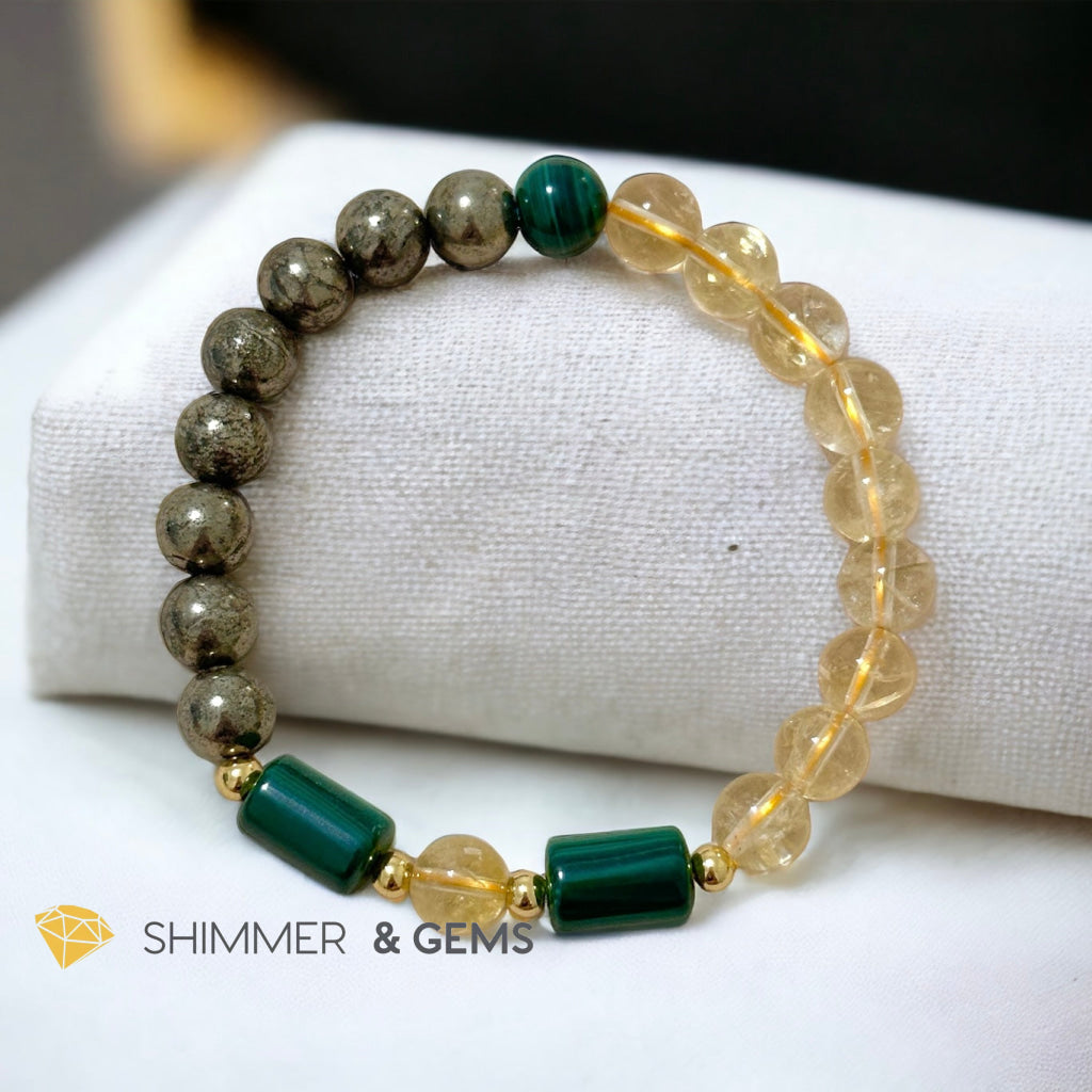 Abundance & Success Bracelet (Citrine, Pyrite & Malachite 8mm)