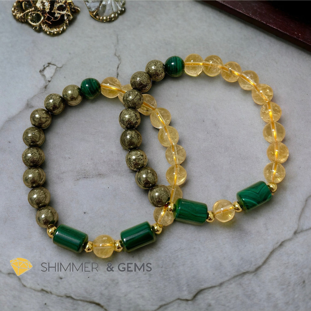 Abundance & Success Bracelet (Citrine, Pyrite & Malachite 8mm)