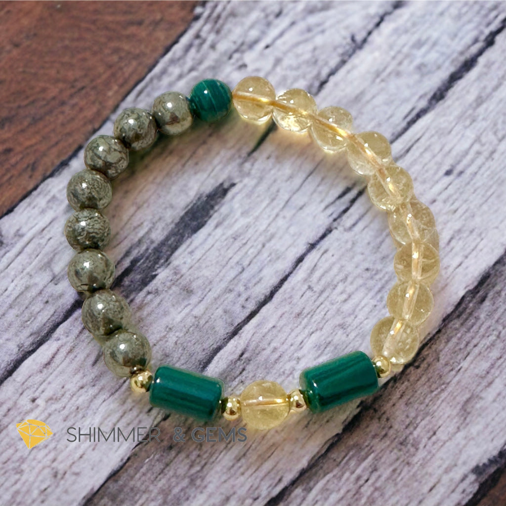 Abundance & Success Bracelet (Citrine, Pyrite & Malachite 8mm)