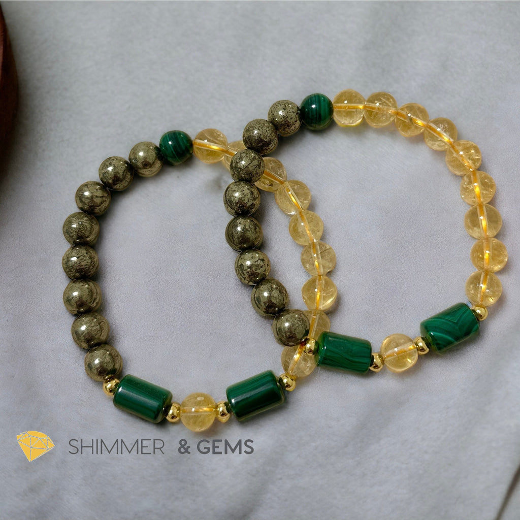 Abundance & Success Bracelet (Citrine, Pyrite & Malachite 8mm)