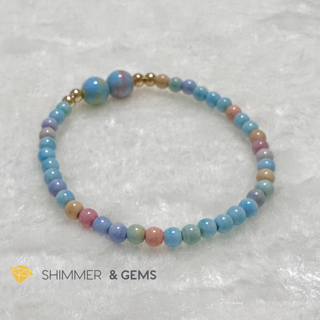 Alashan Agate 4mm Bracelet with 14k gold filled beads (AAA)
