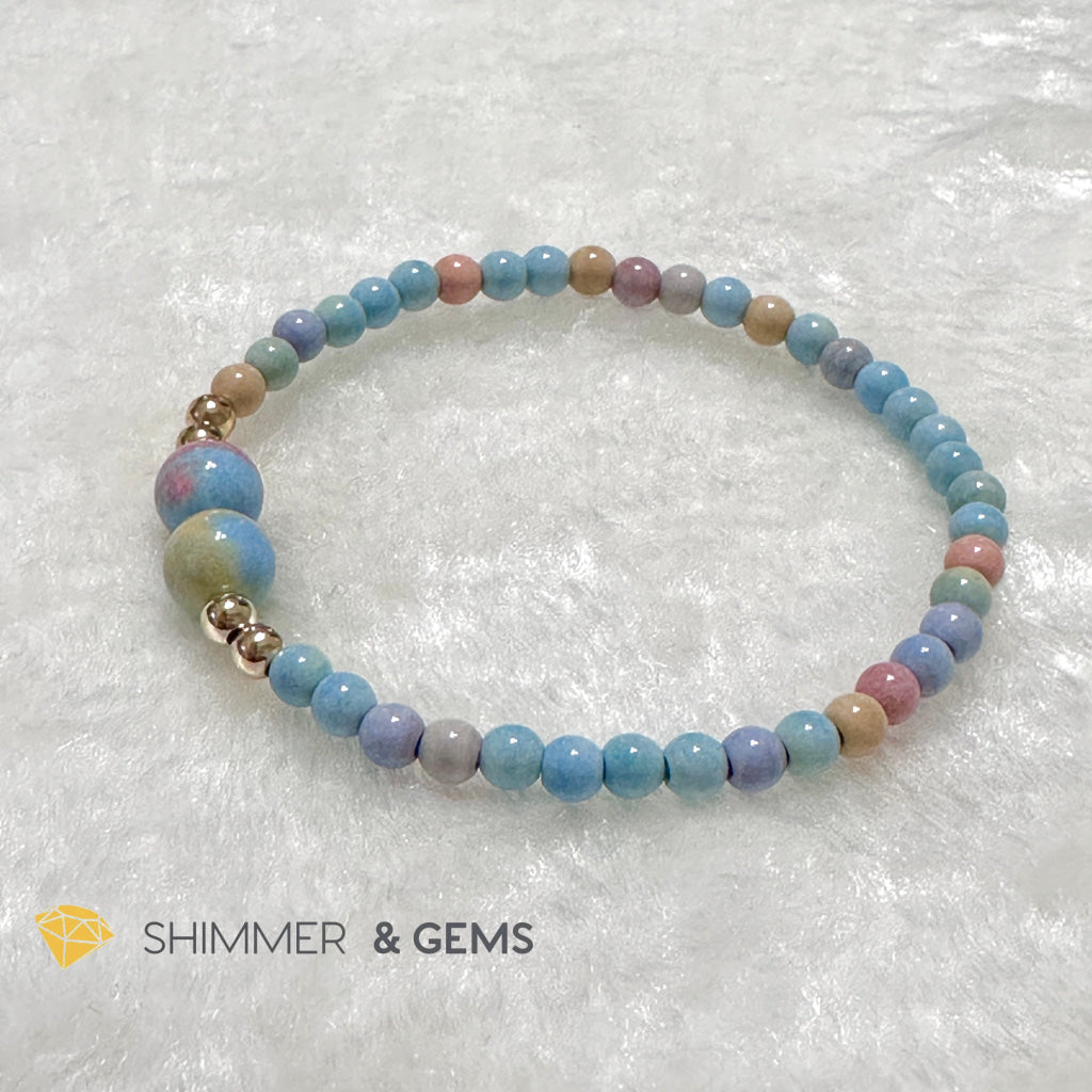 Alashan Agate 4mm Bracelet with 14k gold filled beads (AAA)
