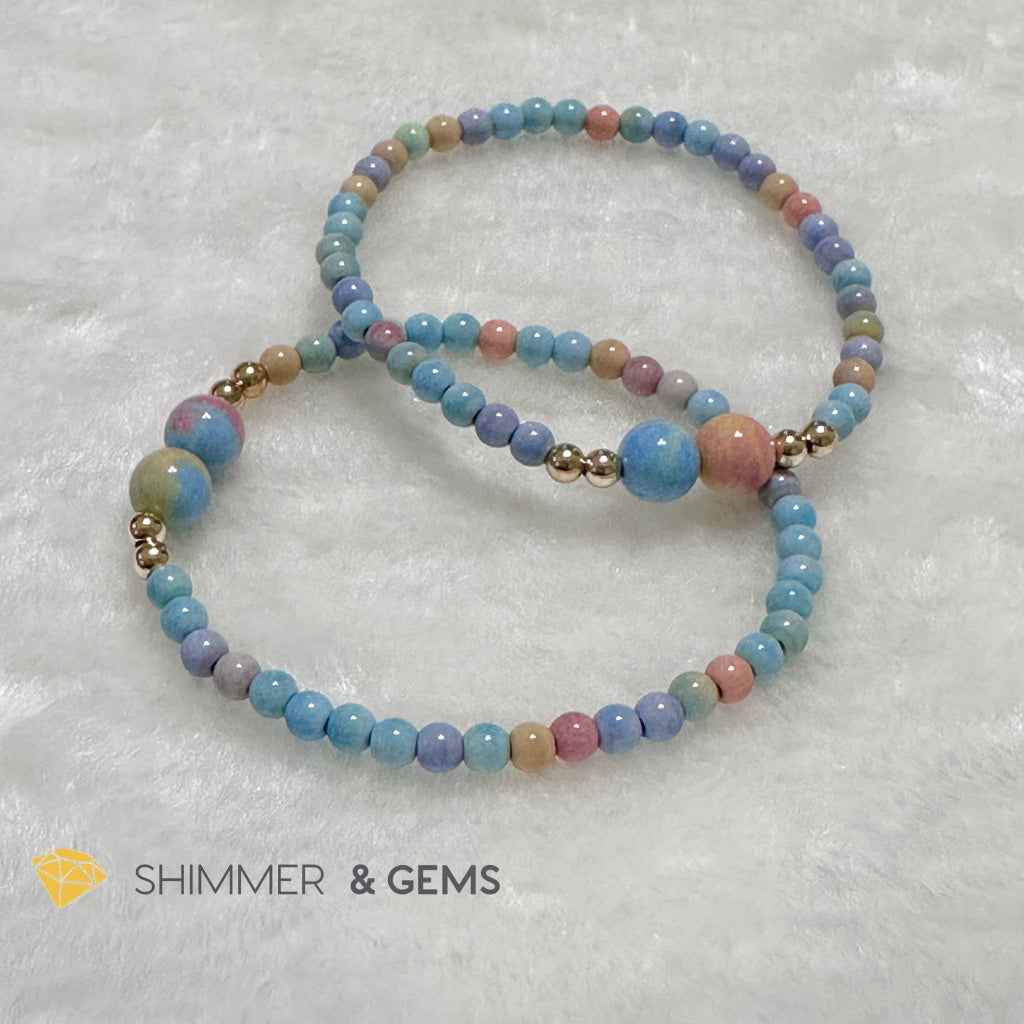 Alashan Agate 4mm Bracelet with 14k gold filled beads (AAA)