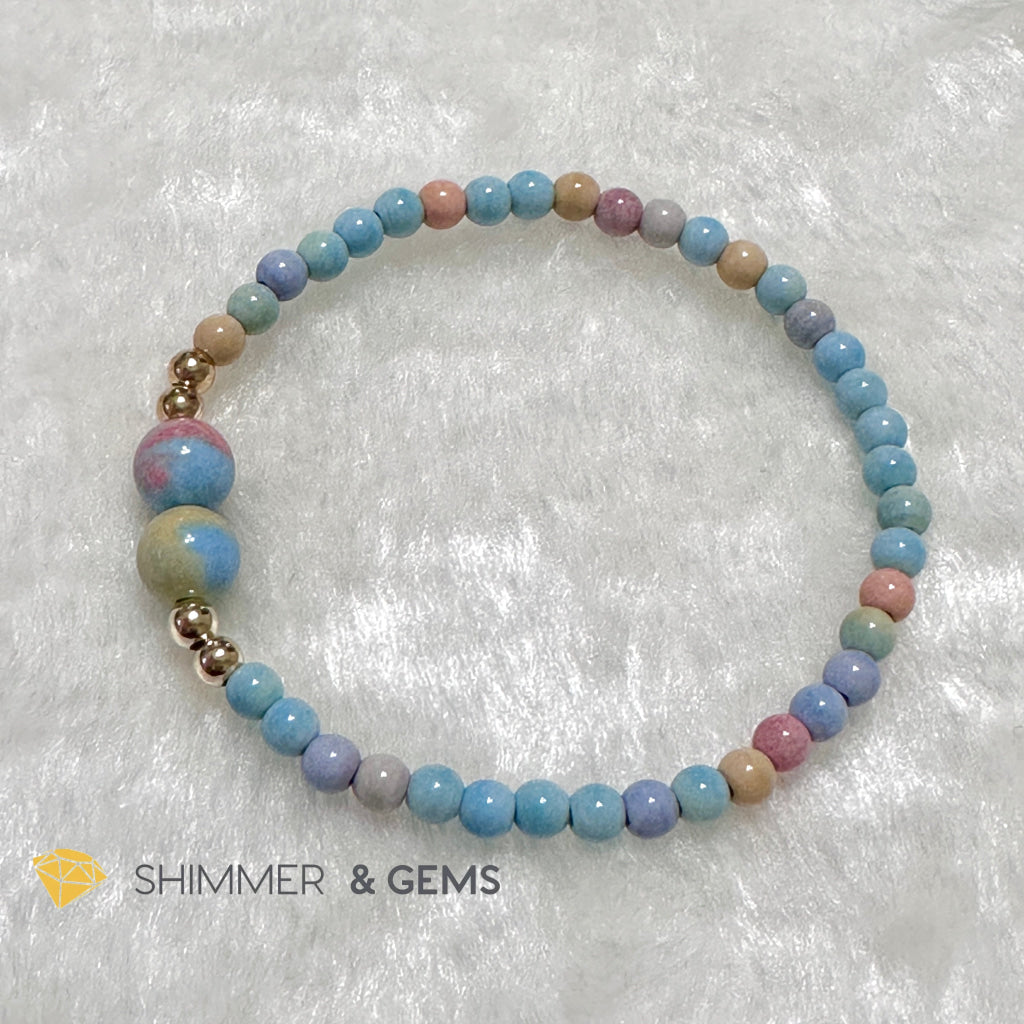 Alashan Agate 4mm Bracelet with 14k gold filled beads (AAA)