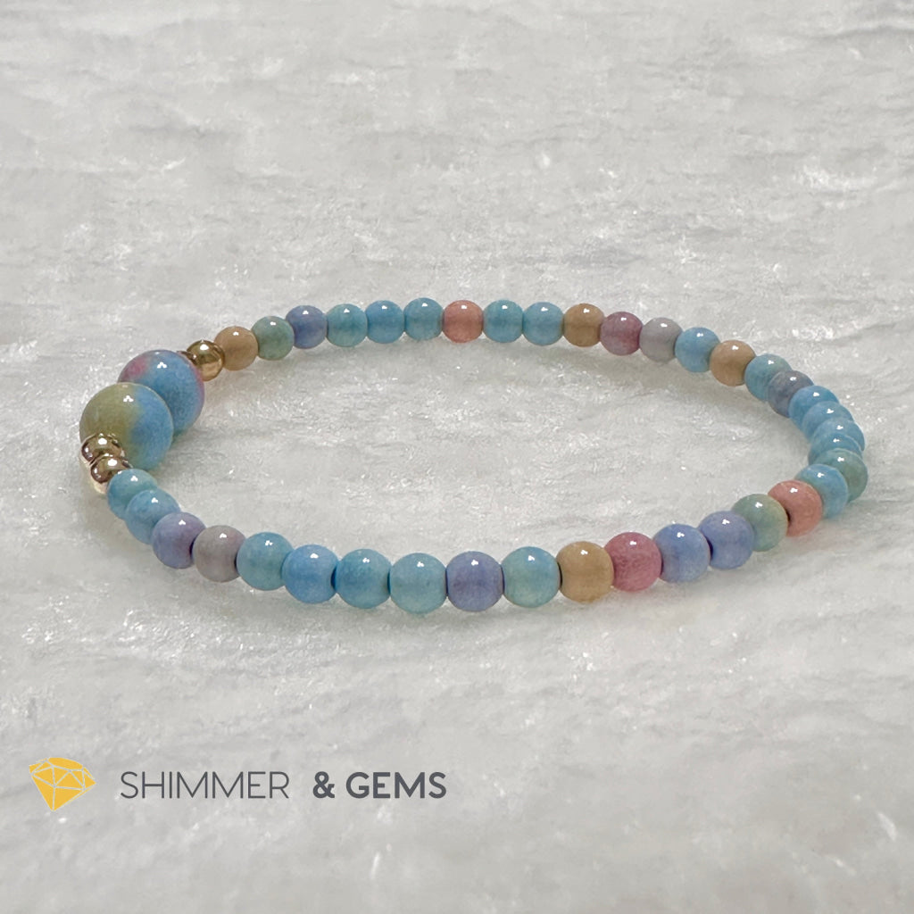 Alashan Agate 4mm Bracelet with 14k gold filled beads (AAA)