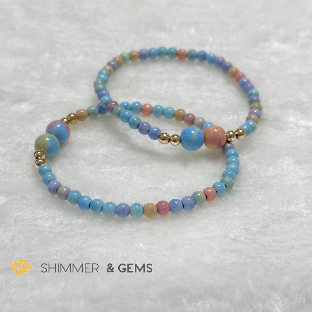 Alashan Agate 4mm Bracelet with 14k gold filled beads (AAA)
