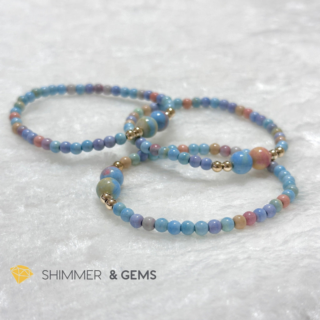 Alashan Agate 4mm Bracelet with 14k gold filled beads (AAA)