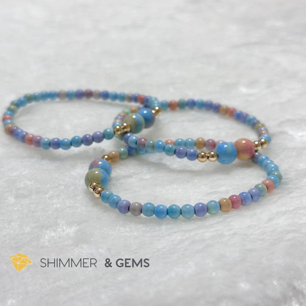 Alashan Agate 4mm Bracelet with 14k gold filled beads (AAA)