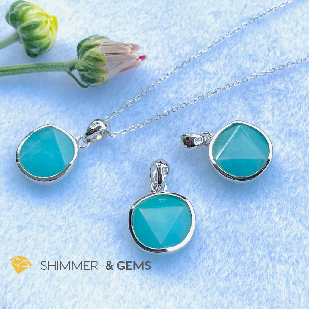 Star Of David Amazonite 12Mm Pendant 925 Silver Charms & Pendants