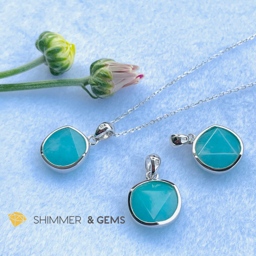 Star Of David Amazonite 12Mm Pendant 925 Silver Charms & Pendants