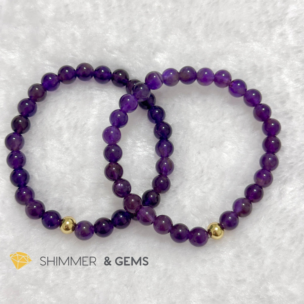 Amethyst 6mm Bracelet with 14k gold filled bead
