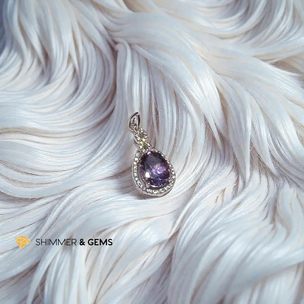 Amethyst Oval Pendant 925 Silver 19.5x11.5mm Charms & Pendants