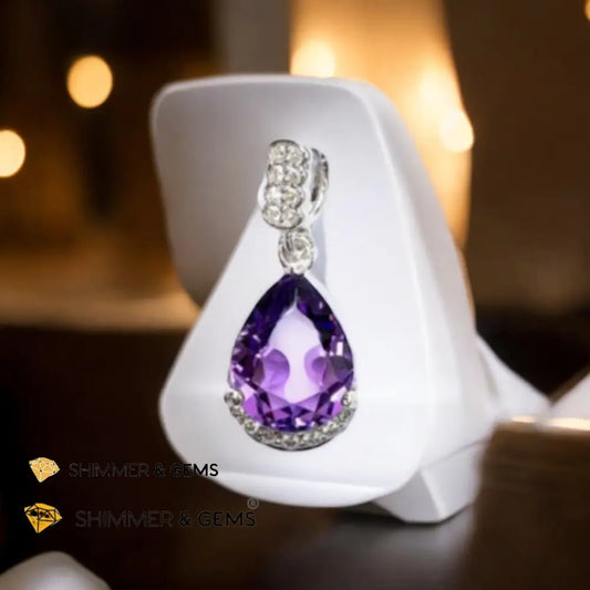 Amethyst Solitaire Pendant 925 Silver AAA (7x9mm) Solitaire pendant Charms & Pendants