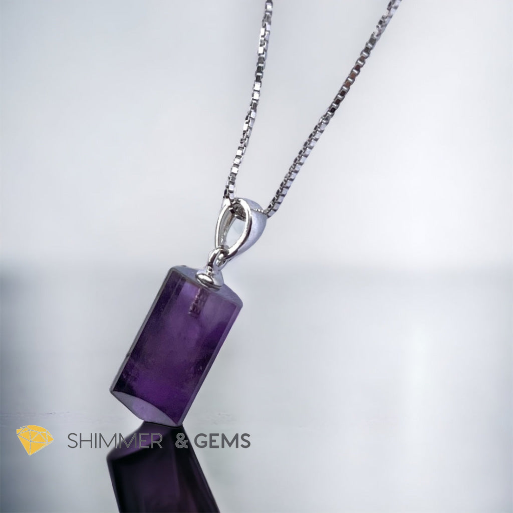 Amethyst Tube Pendant 925 Silver
