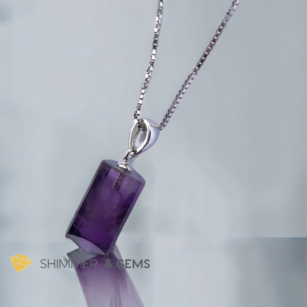 Amethyst Tube Pendant 925 Silver