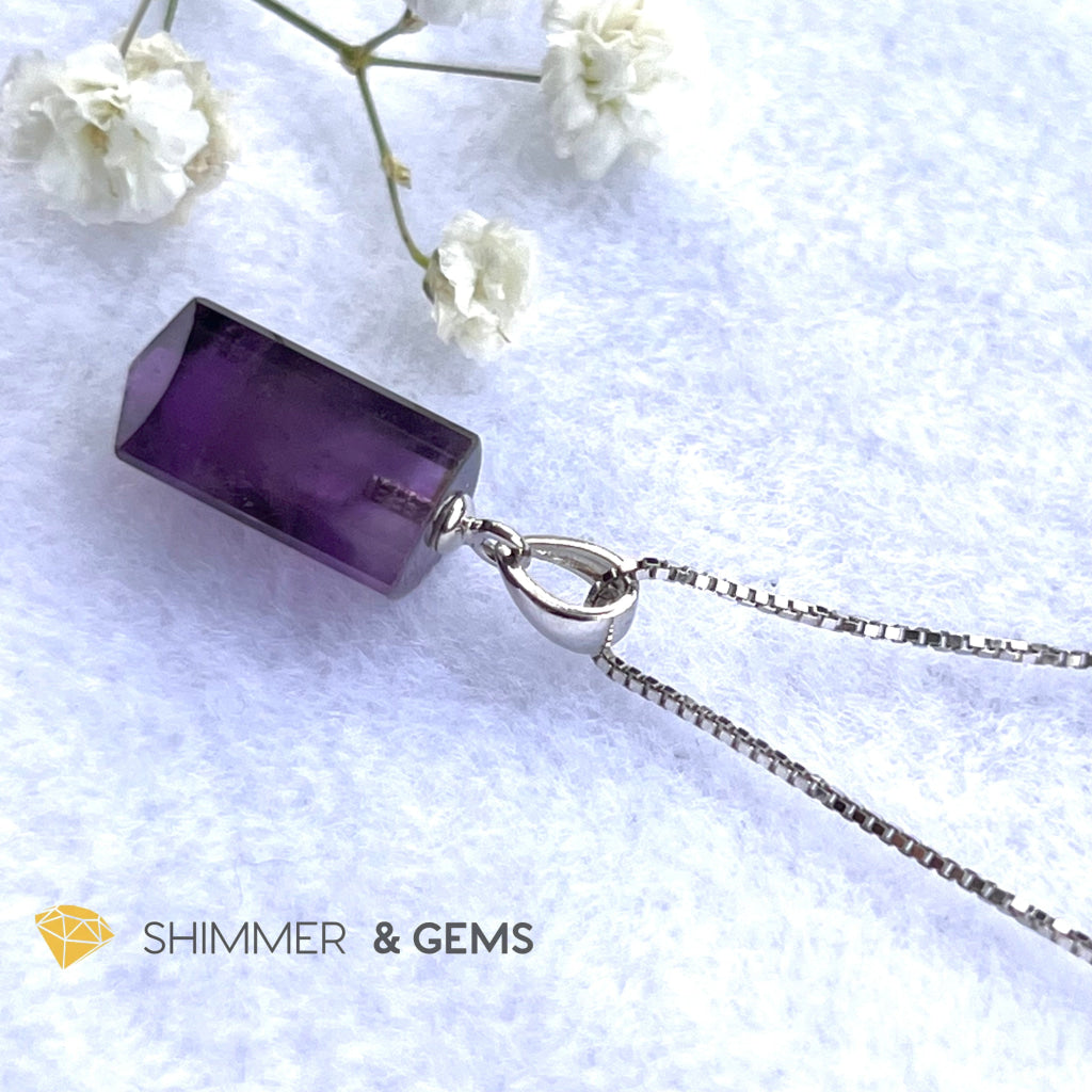 Amethyst Tube Pendant 925 Silver (14Mm) Charms & Pendants