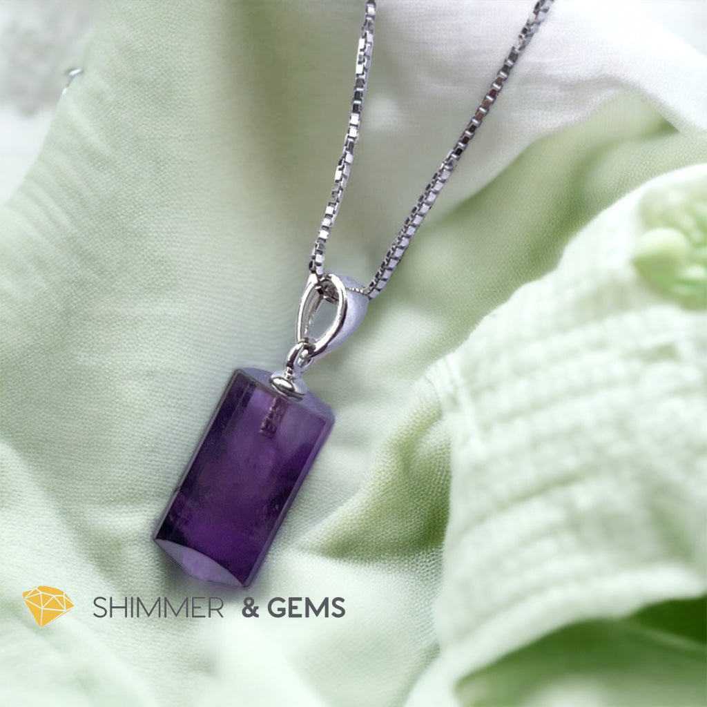 Amethyst Tube Pendant 925 Silver