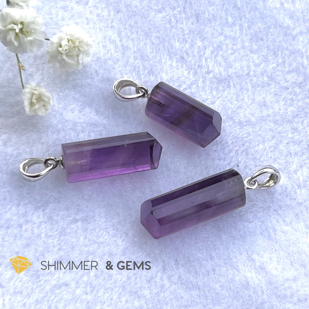 Amethyst Tube Pendant 925 Silver (14Mm) Charms & Pendants