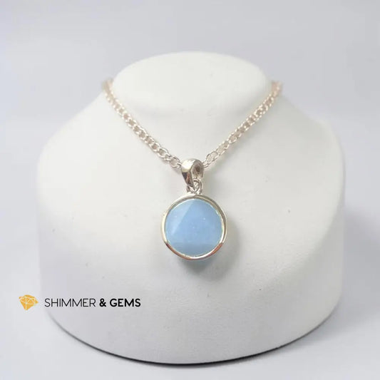 Angelite Star of David 12mm 925 Sterling Silver Round Pendant - 12mm Pendant