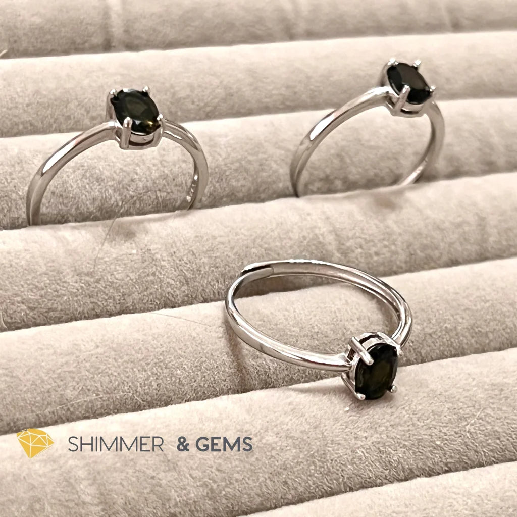 Black Tourmaline 925 Silver Ring Protection