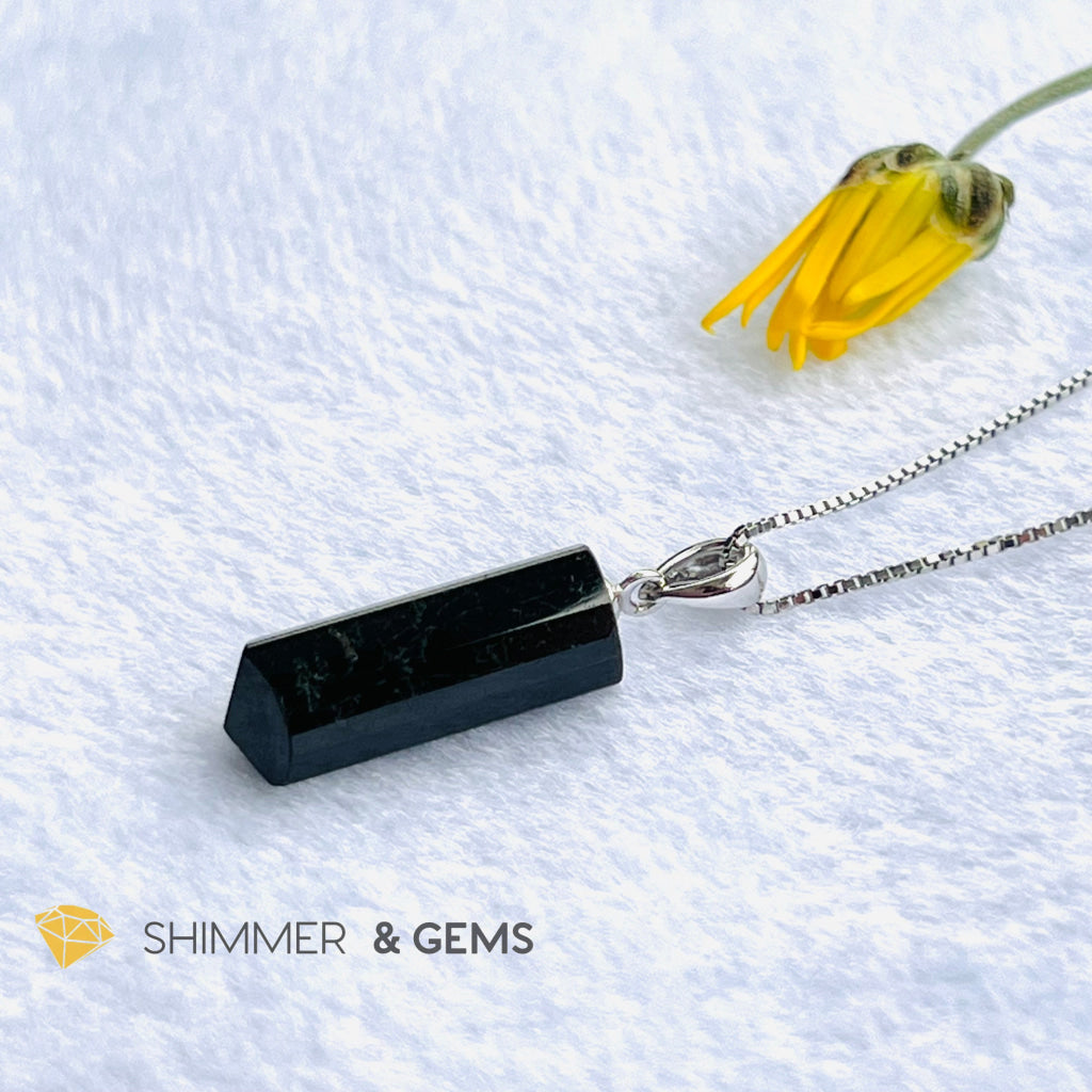 Black Tourmaline Tube Pendant (Protection) Charms & Pendants
