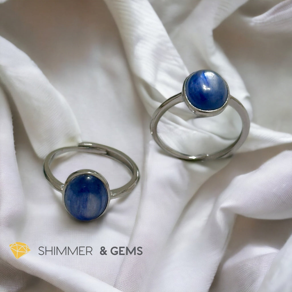 Blue Kyanite Oval 925 Silver Adjustable Ring