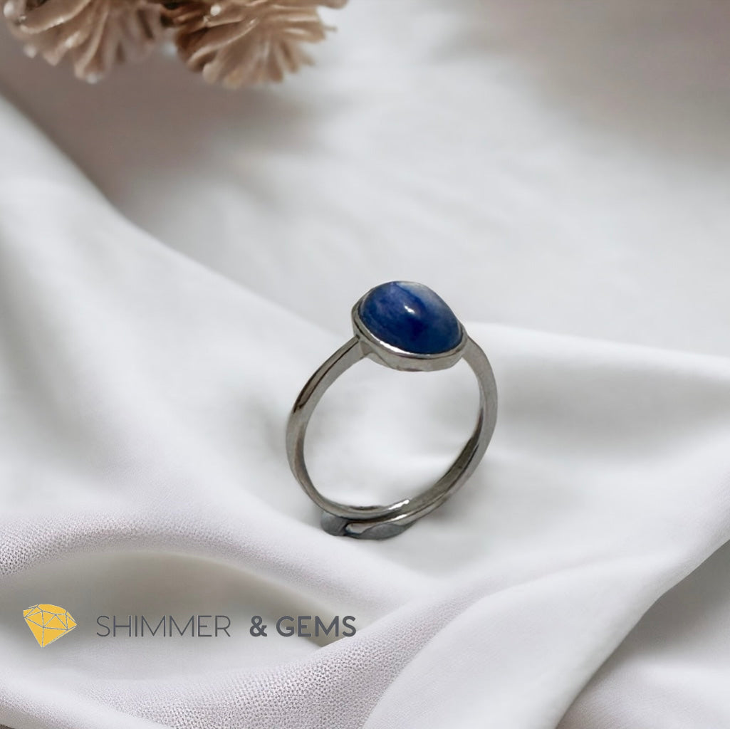 Blue Kyanite Oval 925 Silver Adjustable Ring