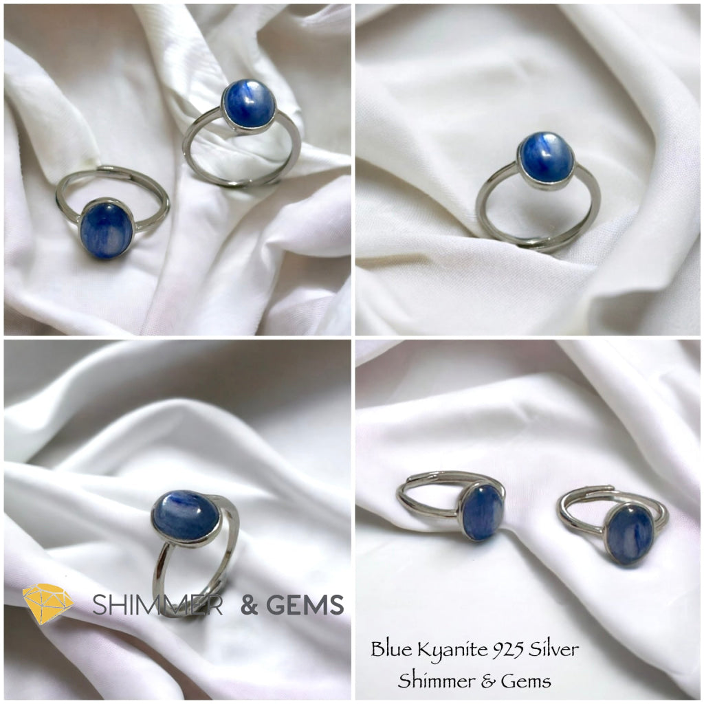 Blue Kyanite Oval 925 Silver Adjustable Ring