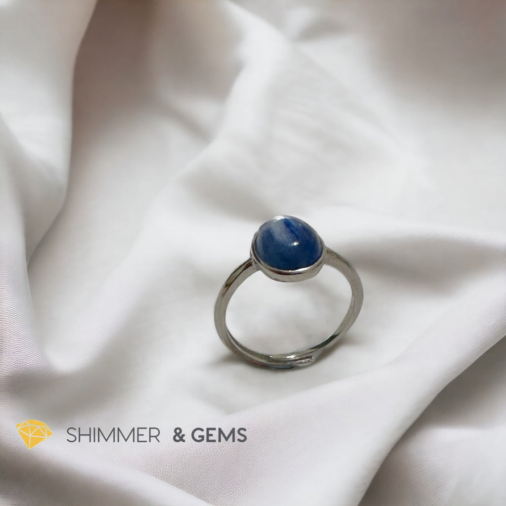 Blue Kyanite Oval 925 Silver Adjustable Ring