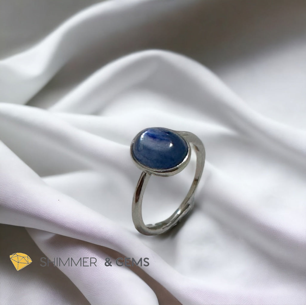 Blue Kyanite Oval 925 Silver Adjustable Ring