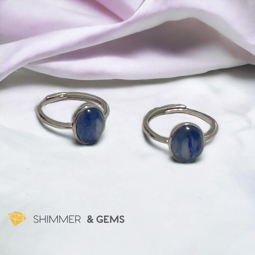 Blue Kyanite Oval 925 Silver Adjustable Ring