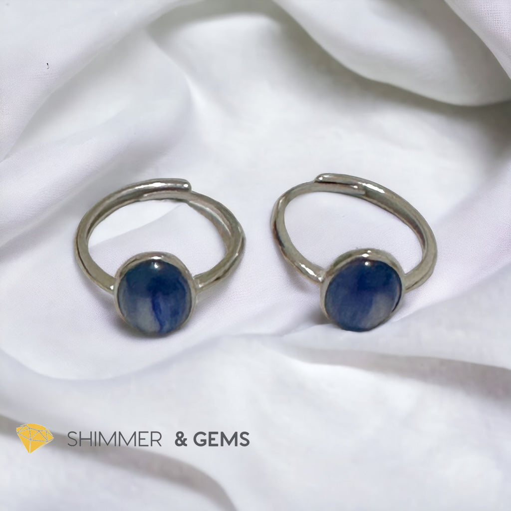 Blue Kyanite Oval 925 Silver Adjustable Ring