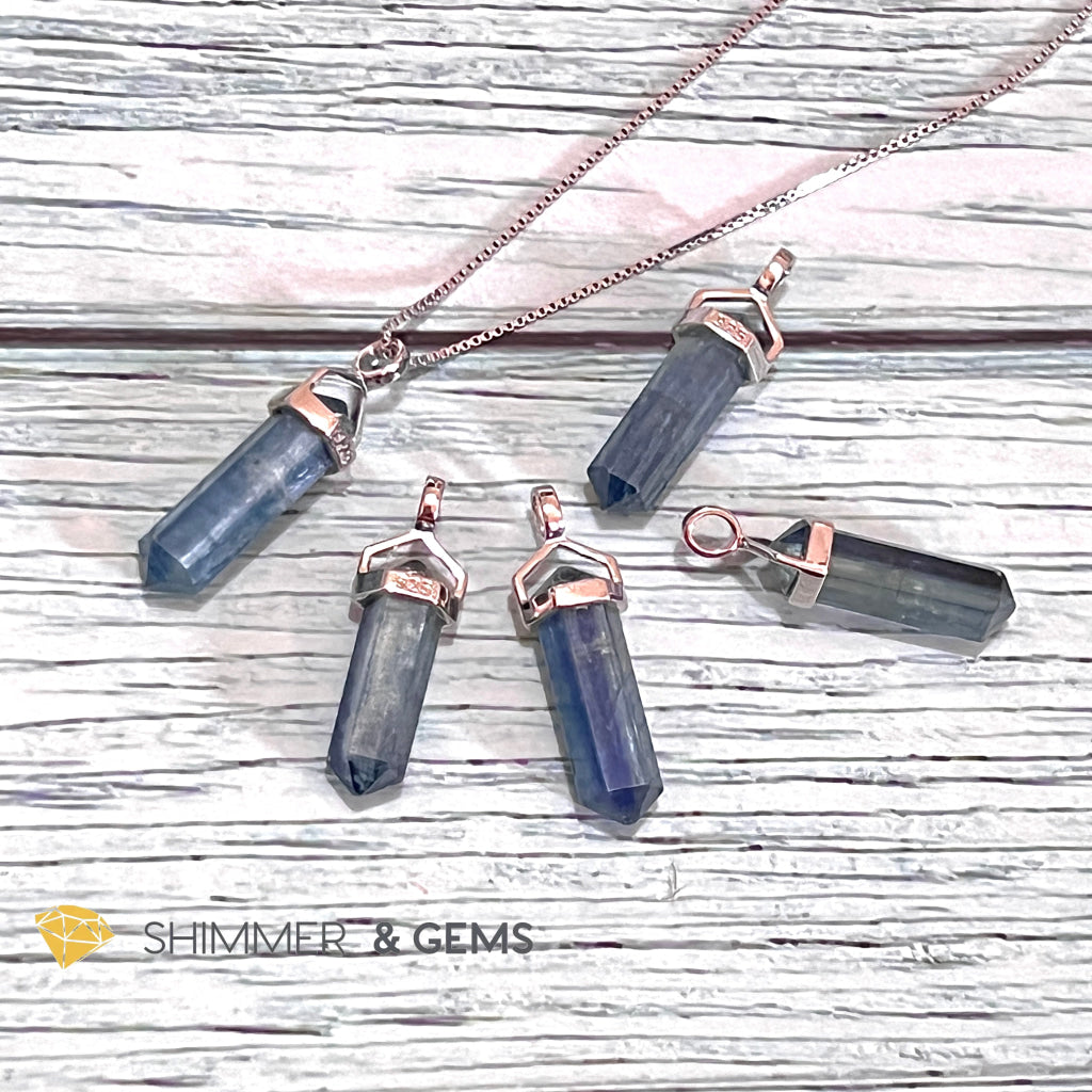 Blue Kyanite Double Pointer Pendant 925 Silver Charms & Pendants