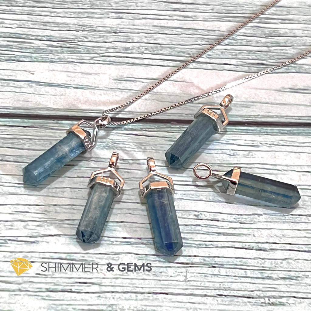 Blue Kyanite Double Pointer Pendant 925 Silver Charms & Pendants