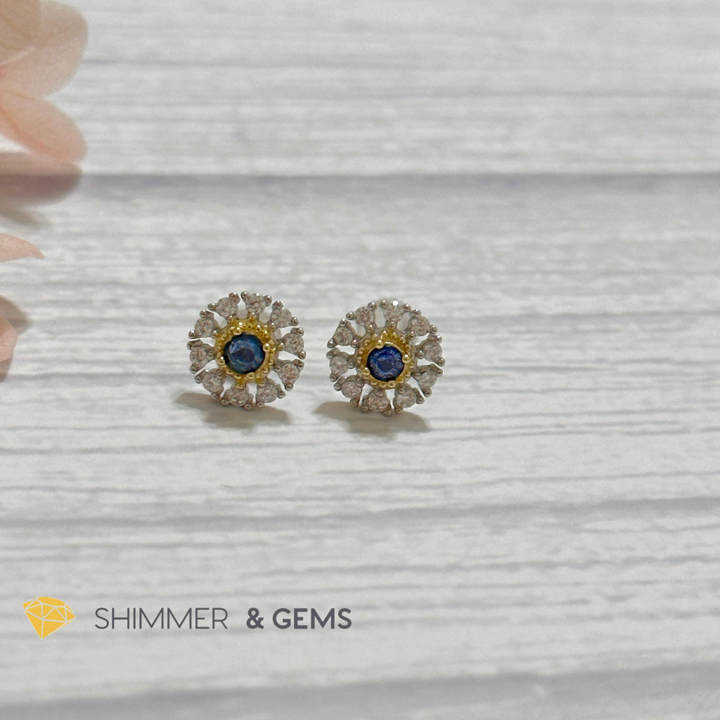 Blue Sapphire with Zirconia 925 Silver Earrings